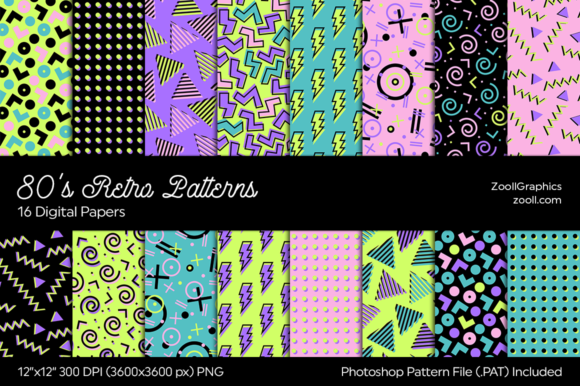 80s Retro Digital Papers
