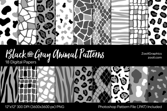 Black and Grey Animal Digital Papers: A Versatile Resource for Creative Projects