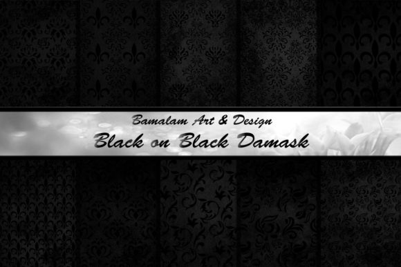 Black on Black Damask Patterned Papers