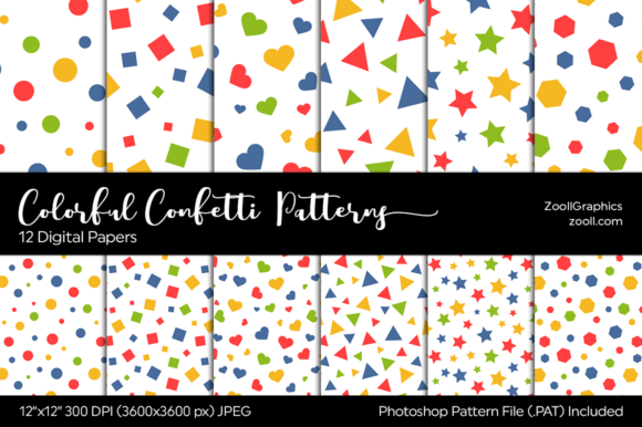 Colorful Confetti Digital Papers