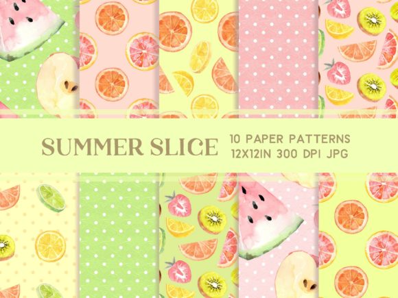 Fruit Slices Digital Paper Pattern Set
