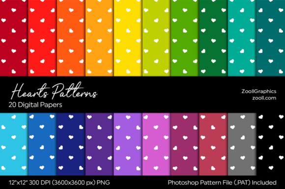 Hearts Rainbow Digital Papers