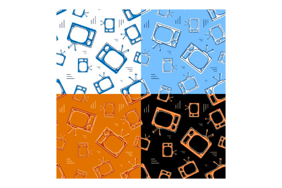 Patterns with Old TV Icon with Antenna
