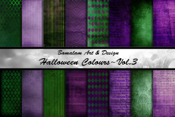 Purple Green Halloween Digital Papers