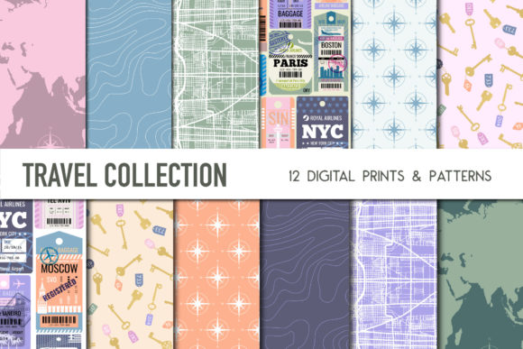 Travel Digital Scrapbook Paper