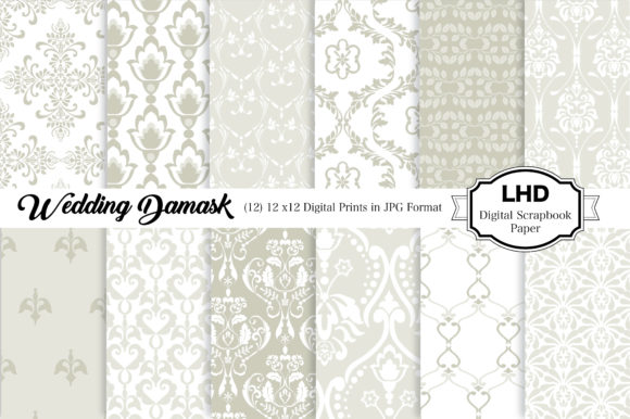 Wedding Damask Digital Paper Pack: Elegant Designs for Every Romantic Project