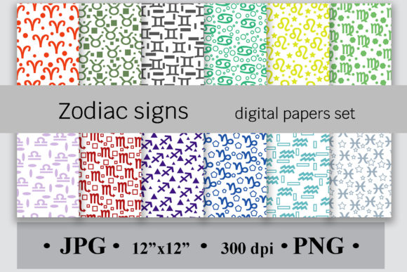 Zodiac Signs Digital Papers Set: A Creative Resource for Artists and Designers